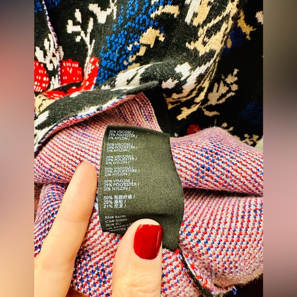 Pilcro for Anthropologie Blue Multicolor Patterned 3-Button Cardigan, Size XS - Picture 8 of 9